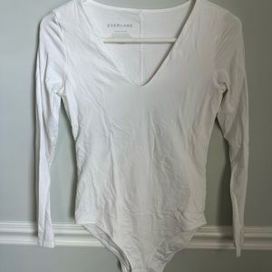 Everlane Long Sleeve Bodysuit size S, white, wrinkly but EUC, no signs of wear